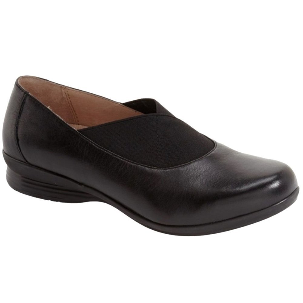 Dansko Black Ann Leather Round Toe Slip On Clog Casual Shoes, Sz 40